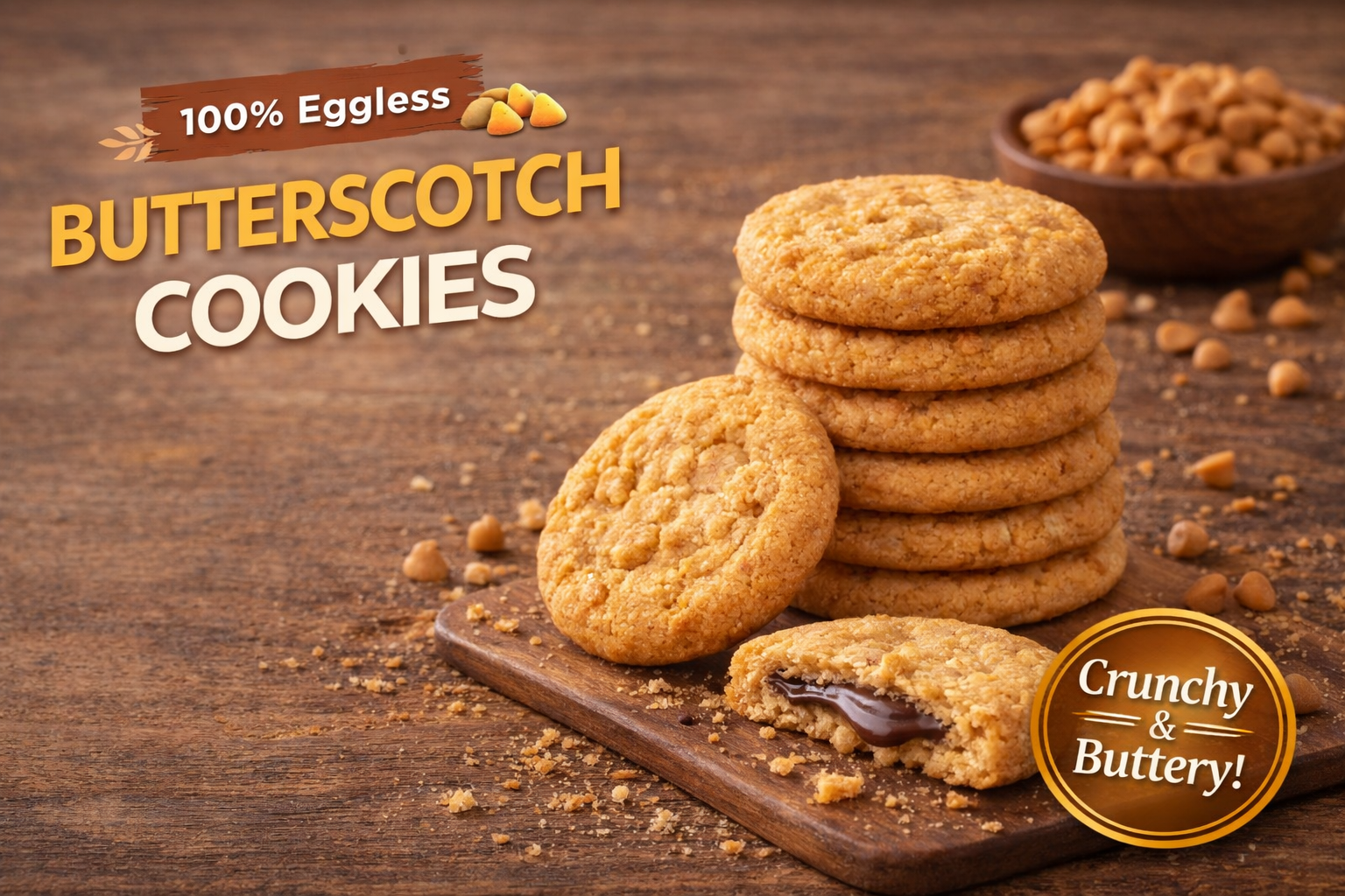 Eggless butterscotch cookie indulgence